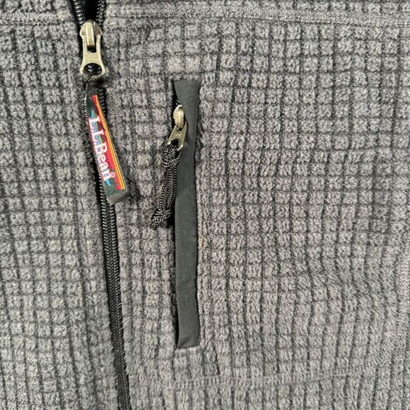 LL Bean Fleece Jacket Mens XL Tall Gray Waffle Knit Full Zip Made In USA - Picture 7 of 13